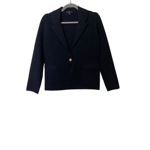J.Crew Women S Blazer Sweater Black Wool Cotton Blend Office Preppy Career Cozy